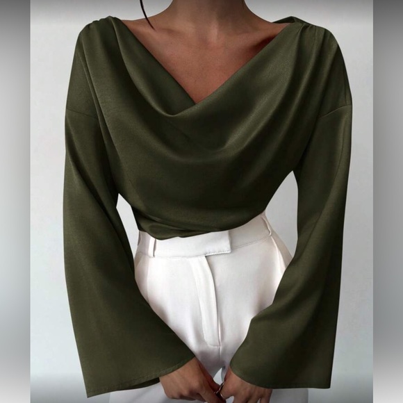 Elegant Pink  Drape Blouse - Picture 7 of 16